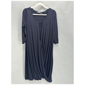 Alembika Black Draped Crossover Bubble Hem Dress Size 4 US10-12 Lagenlook Israel